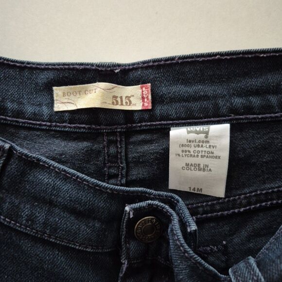 Levis 515 VTG Y2K Black Distressed Mid Rise Bootcut Jeans Womens 14M Inseam 31 - Picture 7 of 8